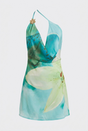 Nica | Floral One Shoulder Mini Dress – Draped Neck Asymmetric Ruched Party Dress