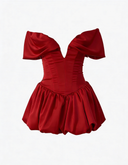 Nina | Bubble Mini – Off Shoulder Sweetheart Plunge Puff Skirt Party Dress