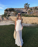 Noella | Strapless Asymmetric Maxi Dress – Scarf Neck Split Formal Evening Gown