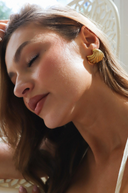 Noelle | Gold Ribbed Crescent Stud Earrings – Chunky Half Moon Everyday Jewellery