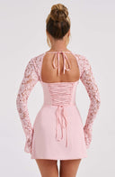 Noemi | Summer Lace Sleeve Mini – Tie Front Flare Cuff Party Dress