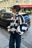 Norah | Oversized Striped Cardigan – V Neck Button Front Balloon Sleeve