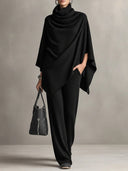Noreen | Ribbed Two Piece Set – Casual V Neck Long Sleeve Wide Leg Pants