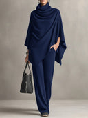 Noreen | Ribbed Two Piece Set – Casual V Neck Long Sleeve Wide Leg Pants