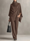 Noreen | Ribbed Two Piece Set – Casual V Neck Long Sleeve Wide Leg Pants
