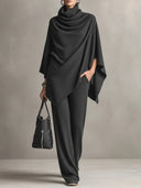 Noreen | Ribbed Two Piece Set – Casual V Neck Long Sleeve Wide Leg Pants