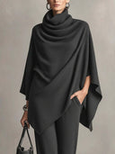 Noreen | Ribbed Two Piece Set – Casual V Neck Long Sleeve Wide Leg Pants
