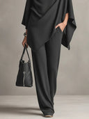 Noreen | Ribbed Two Piece Set – Casual V Neck Long Sleeve Wide Leg Pants