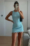 Nova | Sparkle Knit Mini – Crew Neck Sleeveless Cut-Out Back Summer Party Dress