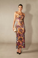 Novalee | Floral Embroidered Maxi Dress – Strapless Wedding Guest Sequin