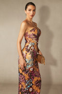 Novalee | Floral Embroidered Maxi Dress – Strapless Wedding Guest Sequin