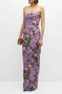 Novalee | Floral Embroidered Maxi Dress – Strapless Wedding Guest Sequin