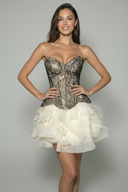 Nyla | Strapless Lace Corset Mini – Sweetheart Tiered Ruffle Skirt Cocktail Party Dress