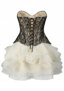 Nyla | Strapless Lace Corset Mini – Sweetheart Tiered Ruffle Skirt Cocktail Party Dress