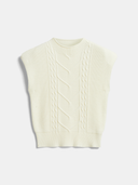 Nyomi | Cable Knit Tops – Casual Mock Neck Cap Sleeve Chevron Pattern