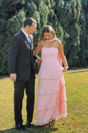 Odessa | Strapless Pleated Maxi – Sweetheart Tiered Skirt Wedding Guest Dress