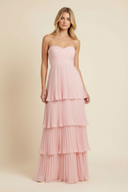 Odessa | Strapless Pleated Maxi – Sweetheart Tiered Skirt Wedding Guest Dress