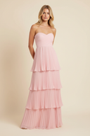 Odessa | Strapless Pleated Maxi – Sweetheart Tiered Skirt Wedding Guest Dress