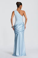 Ophelia | Satin Maxi – One Shoulder Draped Ruched Body-Con Formal Wedding Guest Dress