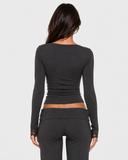 Orietta | Lace Trim Crop Top – Casual V Neck Long Sleeve Floral Cuffs Fitted
