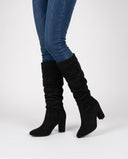 Ottavia | Suede Effect Knee High Boots – Winter Slouchy Pointed Toe Block Heel