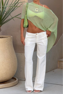 Palmer | Open Knit Crop Top – Off Shoulder Batwing Sleeve Sheer Beach Cover Up
