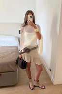 Palmer | Open Knit Crop Top – Off Shoulder Batwing Sleeve Sheer Beach Cover Up