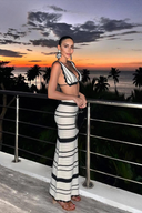 Paloma | Striped Crochet Two Piece Set – Crop Top Maxi Skirt Summer Holiday Set