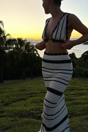 Paloma | Striped Crochet Two Piece Set – Crop Top Maxi Skirt Summer Holiday Set