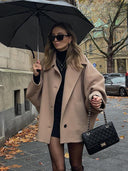 Patricia | Oversized Cocoon Jacket – Wide Lapel Button Front Long Sleeve