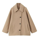 Patricia | Oversized Cocoon Jacket – Wide Lapel Button Front Long Sleeve
