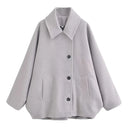 Patricia | Oversized Cocoon Jacket – Wide Lapel Button Front Long Sleeve