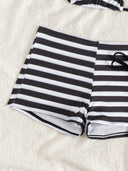 Patty | Striped Bikini Set – Beach Swim Halter Tie Side Mini Skirt
