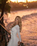 Paulina | Deep V Neck Rosette Maxi – Long Sleeve Ruched Bodycon Formal Dress