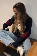 Payton | Graphic Knit Sweater – Casual Mock Neck Drop Shoulder Long Sleeve