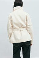 Pearl | Minimalist Belted Jacket – High Neck Button Collar