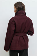 Pearl | Minimalist Belted Jacket – High Neck Button Collar