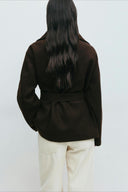 Pearl | Minimalist Belted Jacket – High Neck Button Collar