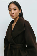 Pearl | Minimalist Belted Jacket – High Neck Button Collar