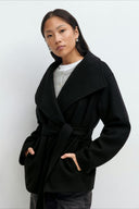 Pearl | Minimalist Belted Jacket – High Neck Button Collar