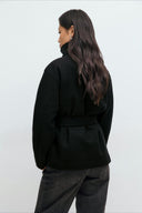Pearl | Minimalist Belted Jacket – High Neck Button Collar