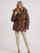 Perla | Quilted Puffer Jacket – Winter Oversized Collar Tie Belt Long Sleeve