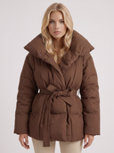 Perla | Quilted Puffer Jacket – Winter Oversized Collar Tie Belt Long Sleeve