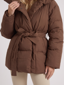 Perla | Quilted Puffer Jacket – Winter Oversized Collar Tie Belt Long Sleeve