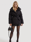 Perla | Quilted Puffer Jacket – Winter Oversized Collar Tie Belt Long Sleeve