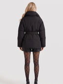 Perla | Quilted Puffer Jacket – Winter Oversized Collar Tie Belt Long Sleeve