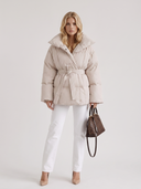 Perla | Quilted Puffer Jacket – Winter Oversized Collar Tie Belt Long Sleeve