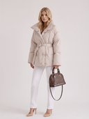 Perla | Quilted Puffer Jacket – Winter Oversized Collar Tie Belt Long Sleeve