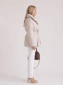 Perla | Quilted Puffer Jacket – Winter Oversized Collar Tie Belt Long Sleeve