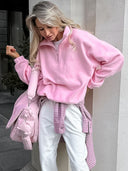 Phoebe | Casual Textured Pullover – Half Zip High Neck Long Sleeve